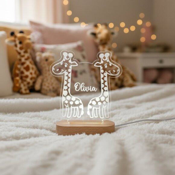 Giraffe Custom Name Light • Personalized LED Cloud Decor • Baby Gift - Picture 8 of 8